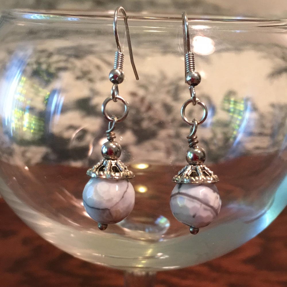 Hand beaded Natural stone earrings BOGO